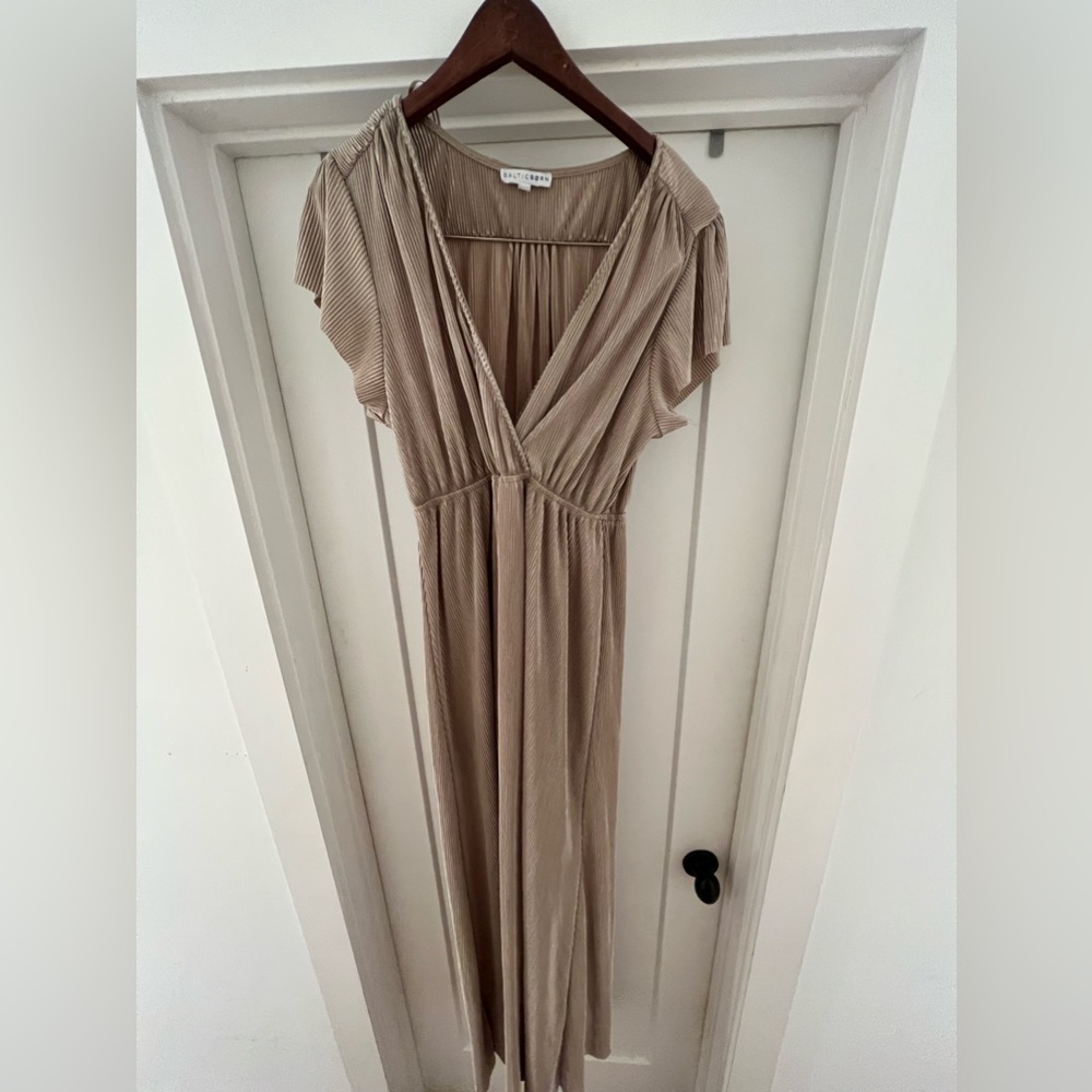 Baltic Born Athena Pleated Maxi Dress- Metallic